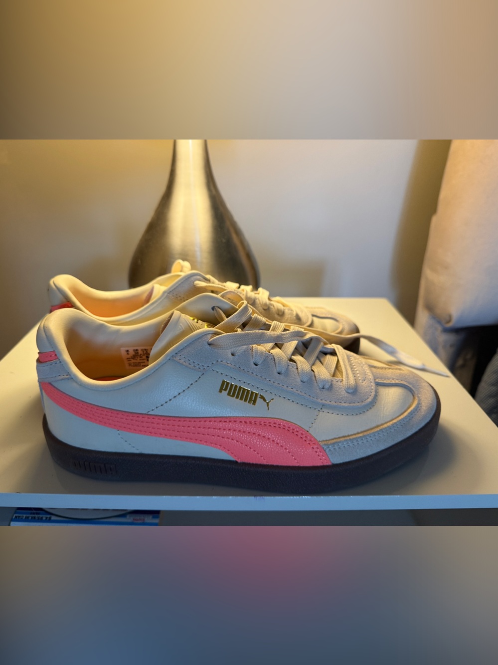 Puma Cream and Peach Low-Top Sneakers